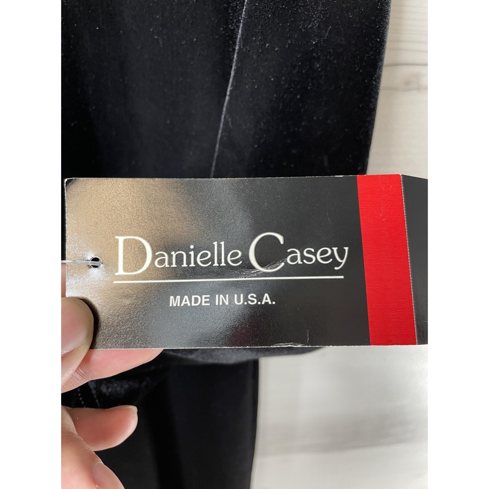 Danielle Casey Dress Womens 8 Black Velvet Embroidered Floral Long Sleeve 1233 — image 6 of 8